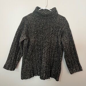 Eddie Bauer Wool & Cotton Blend Black and Cream Knit Turtleneck Sweater